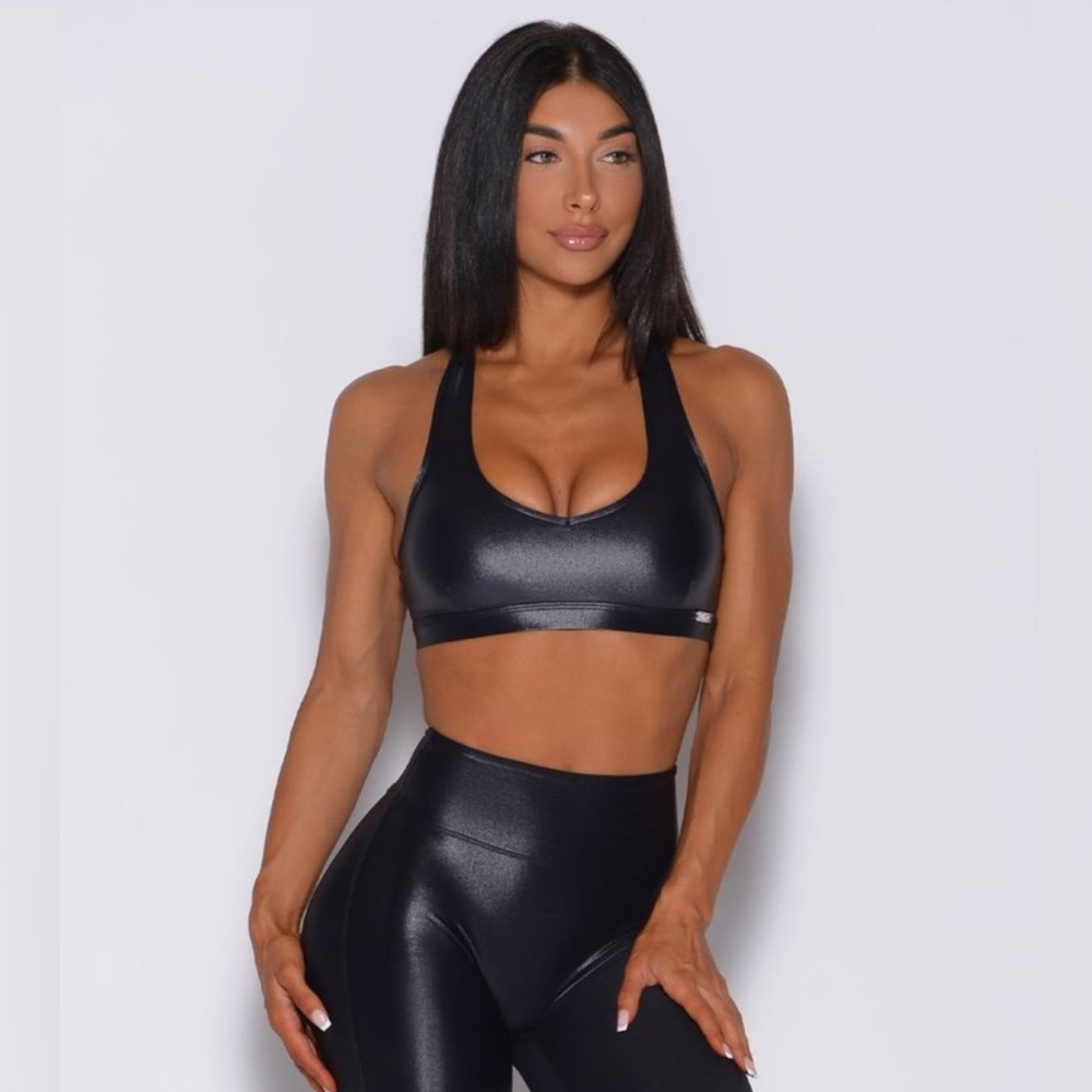 New Bombshell Sportswear Power Gloss Bra Gloss Black M